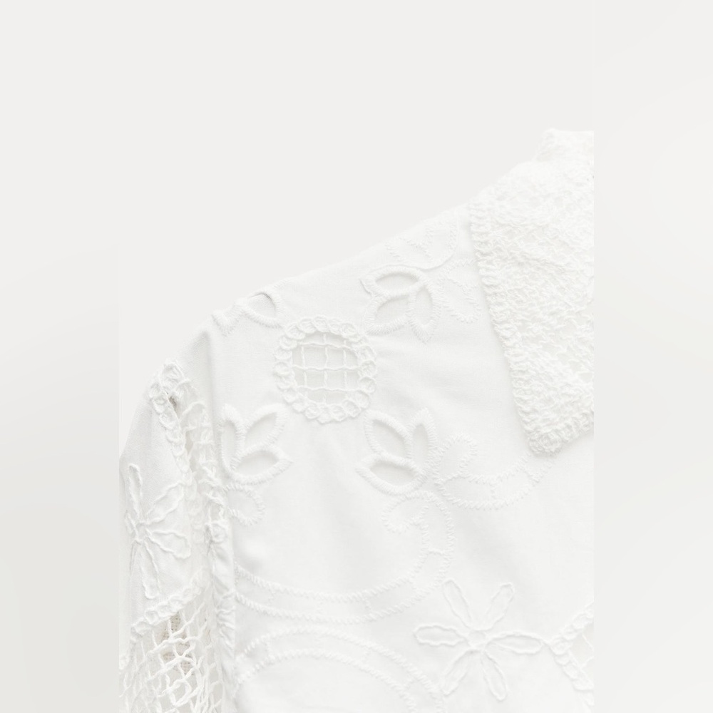 Sara white lace long sleeve maxi dress with waist belt boho summer vacation - Picture 12 of 16
